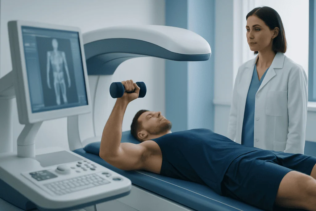 Patient undergoing a medical scan at Acibadem Hospital for health assessment.