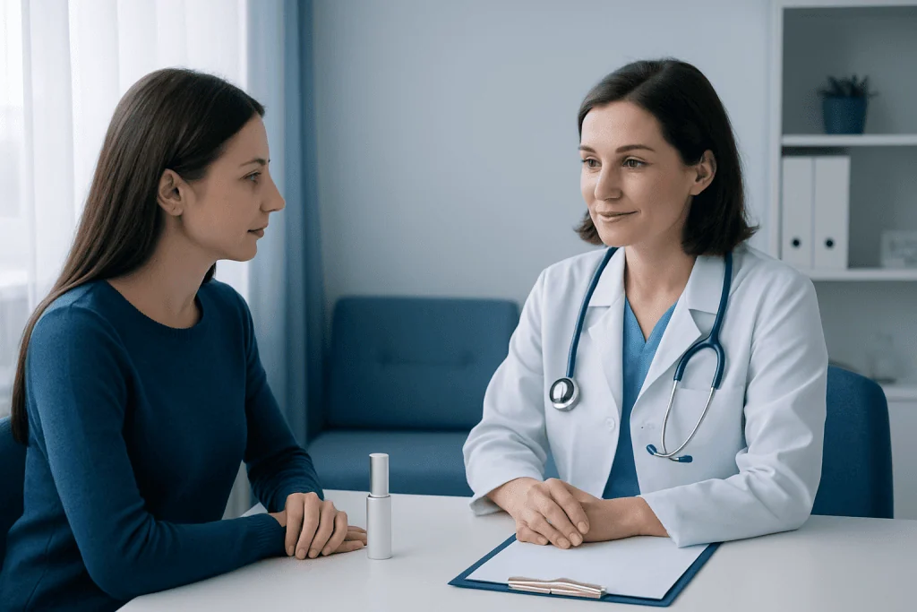 Doctor consulting with a patient in a medical office at Acibadem Hospitals Group.