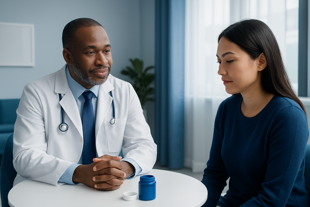 Doctor consulting with a patient in a medical office at Acibadem Hospitals Group.
