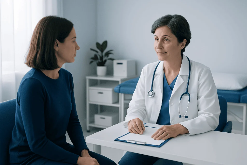 Doctor consulting with a patient in a medical office at Acibadem Hospitals Group.
