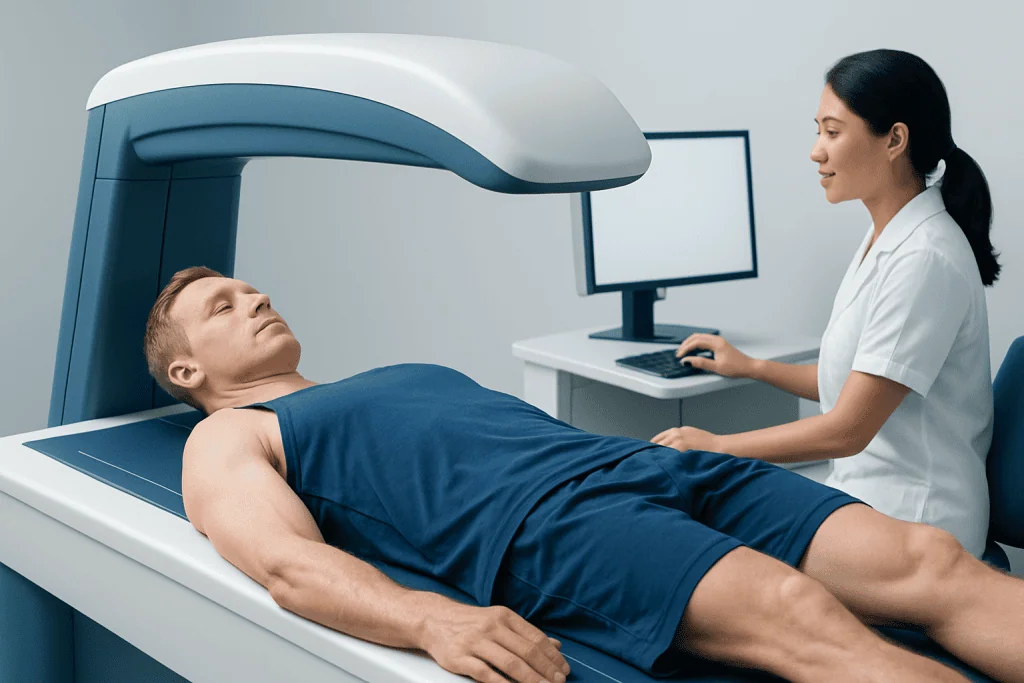 Patient undergoing a medical scan at Acibadem Hospital.