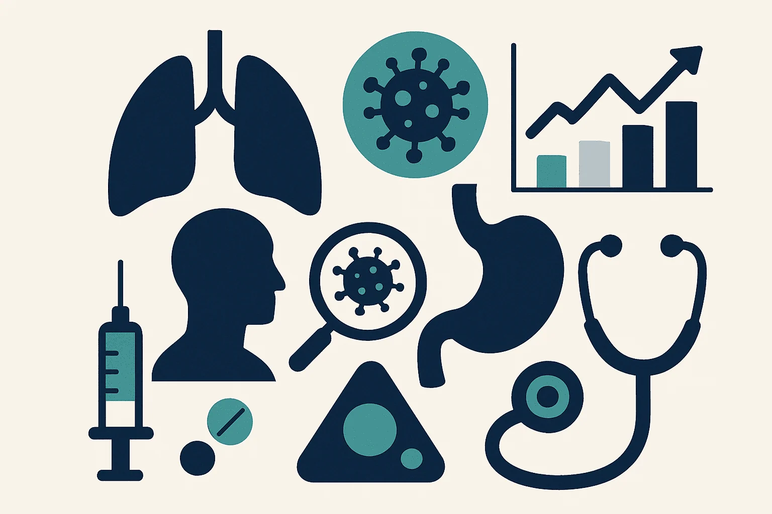 Legionnaires Disease: Why Searches Are Surging — What It Is 1 Medical icons representing respiratory health and disease analysis.