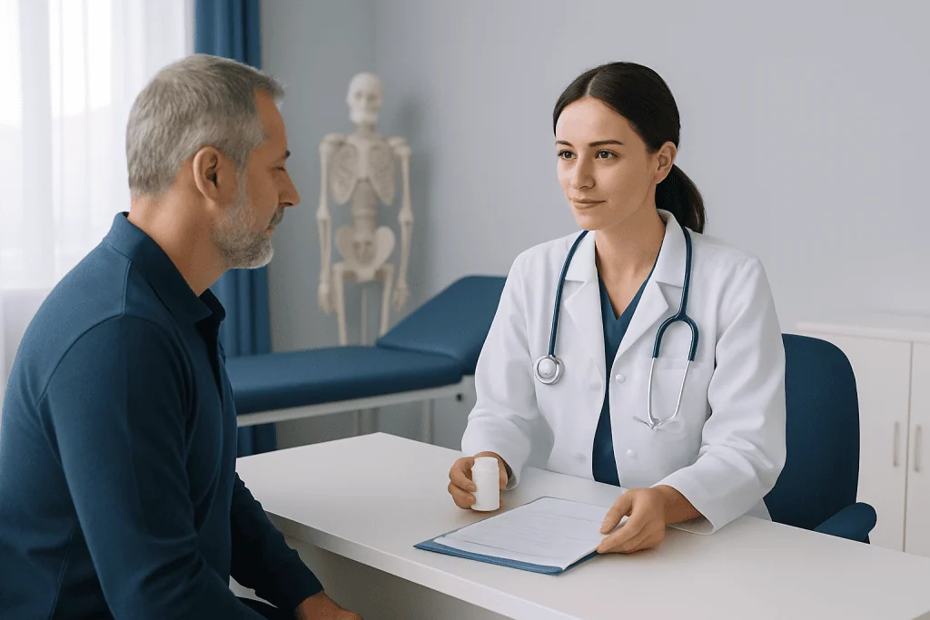 Doctor consulting with patient in a medical office at Acibadem Hospitals Group.