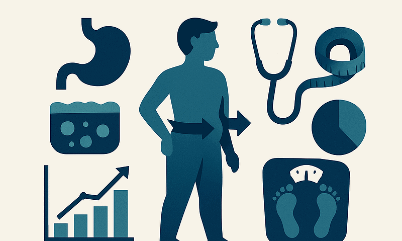 Illustration of health and weight management tools and metrics.