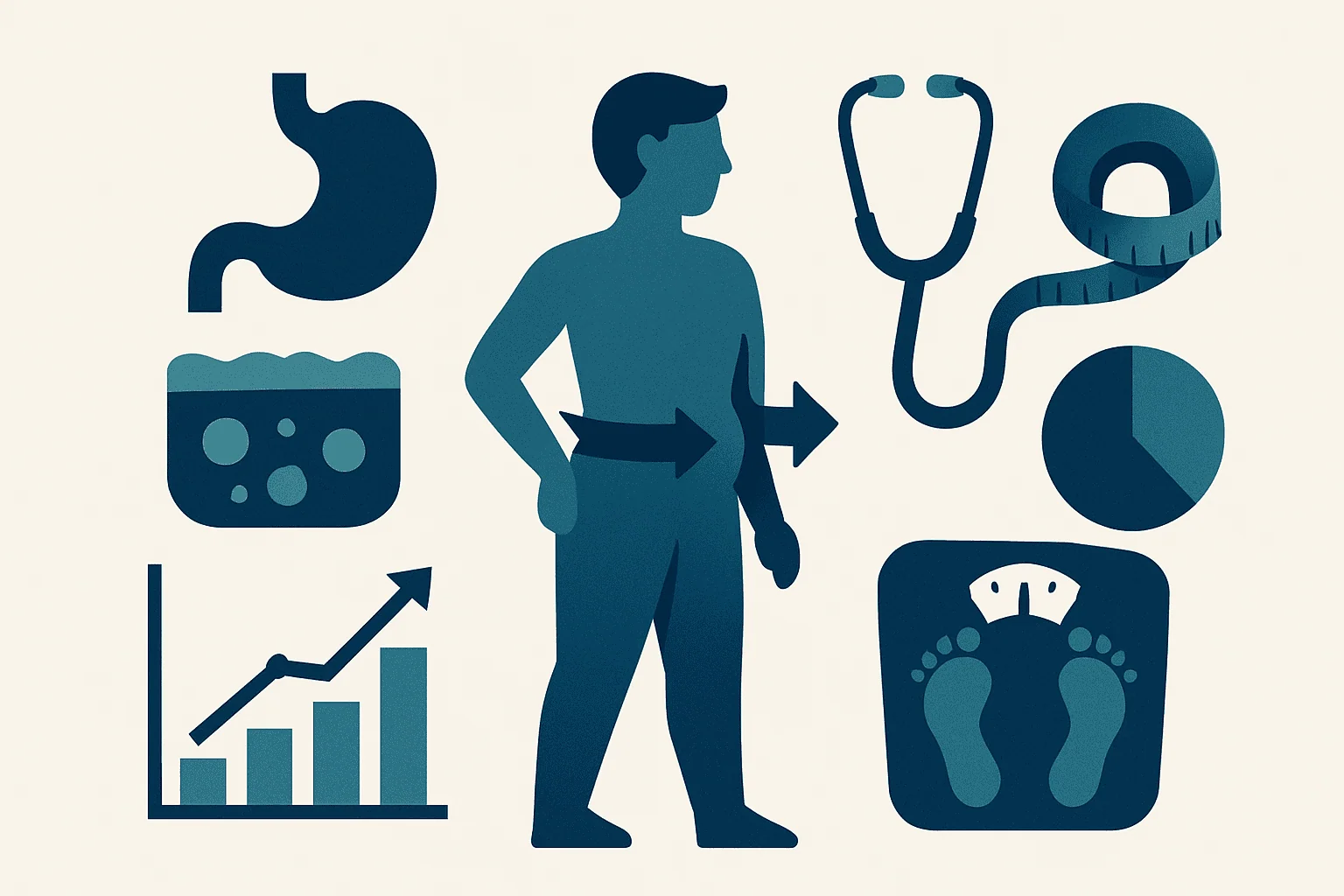 Illustration of health and weight management tools and metrics.