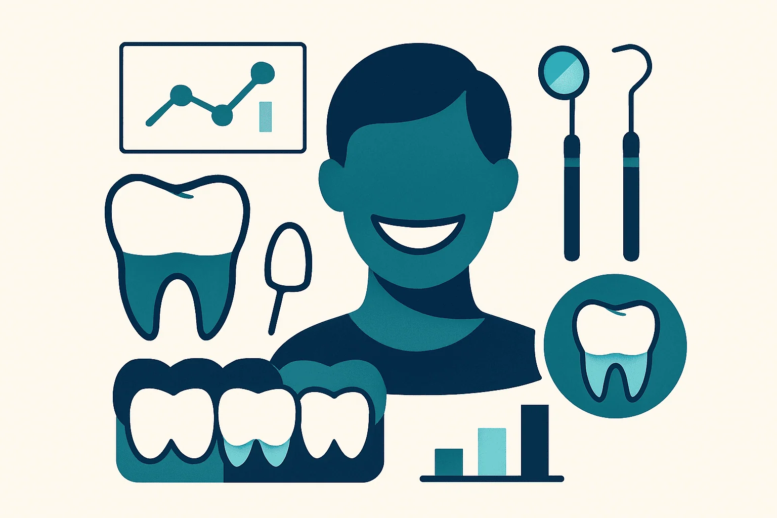 MrBeast and Veneers: Why Searches Are Surging — and What Veneers Really Involve 1 Dental care and veneers illustration with tools and charts.