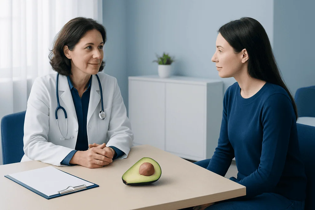 Doctor consulting with a patient in a medical office setting.