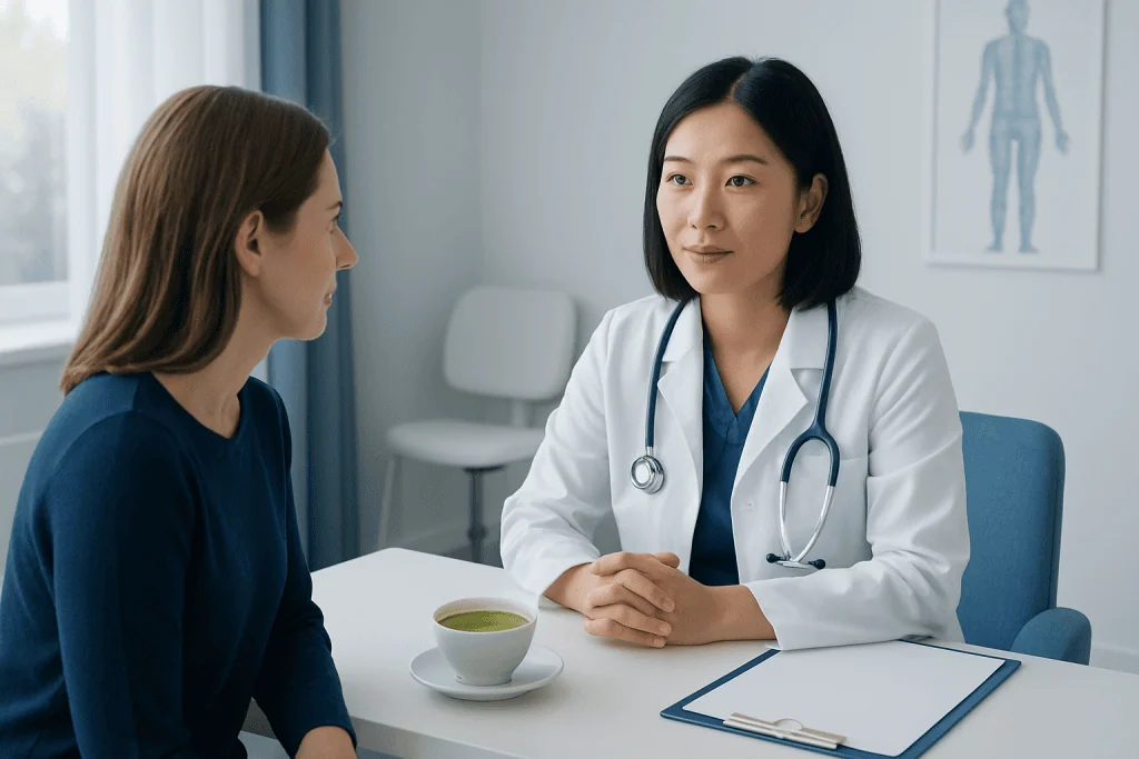 Doctor consulting with a patient in a medical office at Acibadem Hospitals Group.