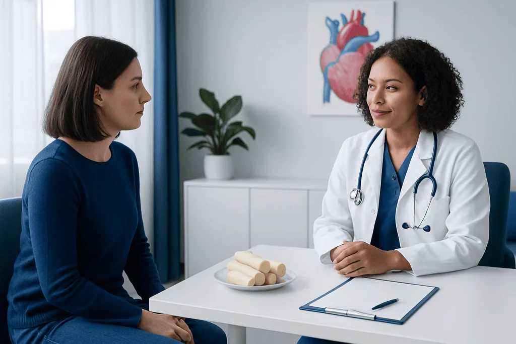 Doctor consulting with a patient in a medical office setting.