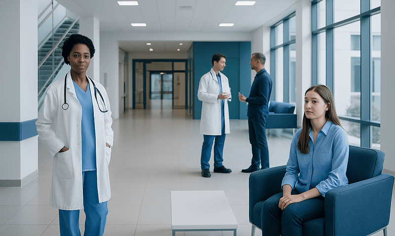 Lozenges: What Patients Need to Know 11 Healthcare professionals and patient in a modern hospital corridor.