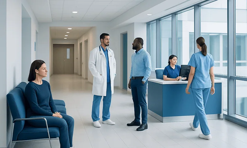 Cashews: What Patients Need to Know 4 Medical team consulting with patient in hospital corridor.
