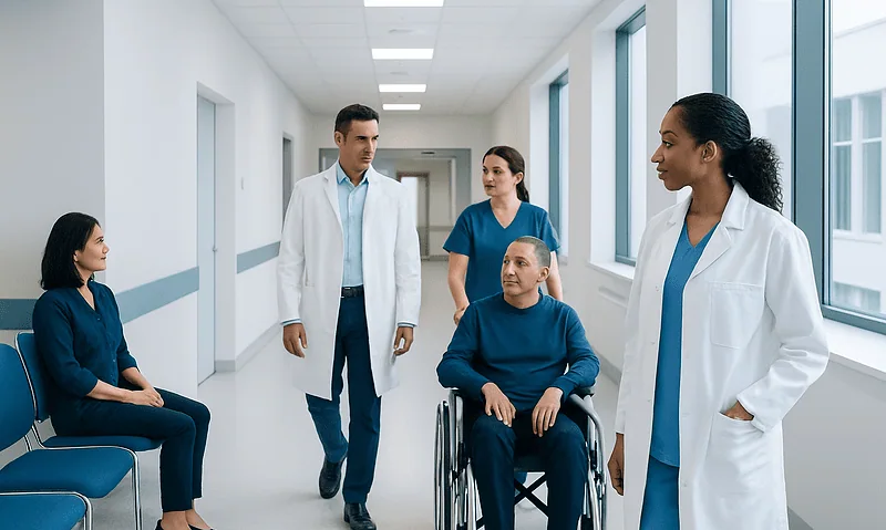 Sodium Lauryl Sulfate: An Evidence-Based Guide for Patients 2 Medical team consulting with a patient in a hospital corridor.