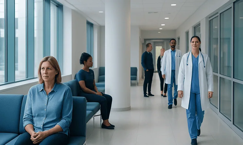 Catastrophizing: What Patients Need to Know 1 Patients waiting in a hospital corridor with medical staff nearby.