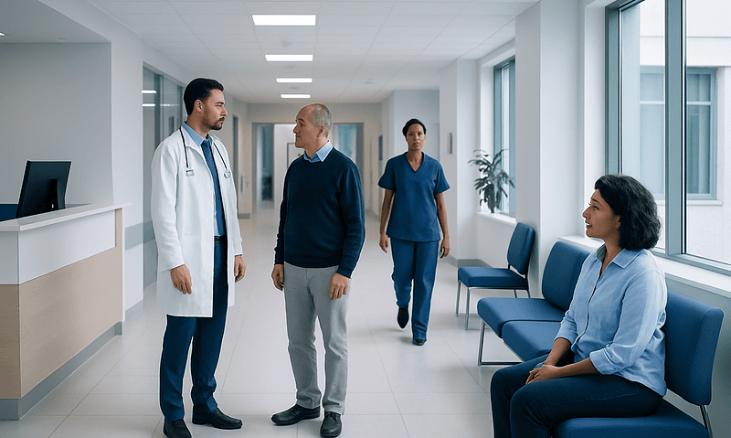 Hepatorenal Insufficiency: A Complete Medical Overview 5 Medical team consulting in hospital corridor at Acibadem Hospitals Group.