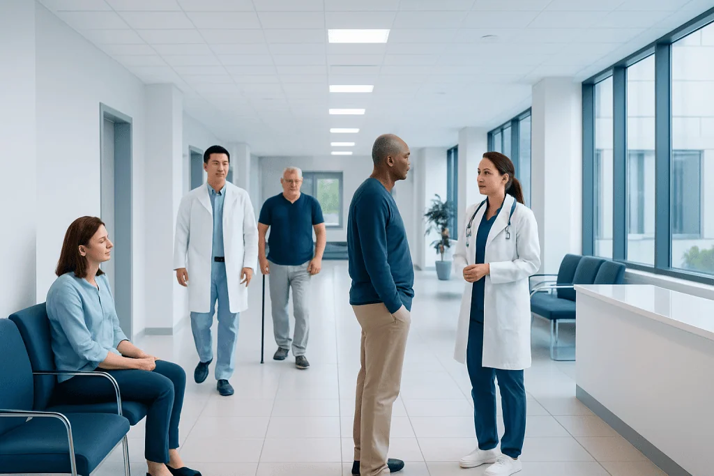 Lymphoma Fungoides: Symptoms, Causes, and Treatment Options 1 Medical team discussing patient care in hospital corridor.