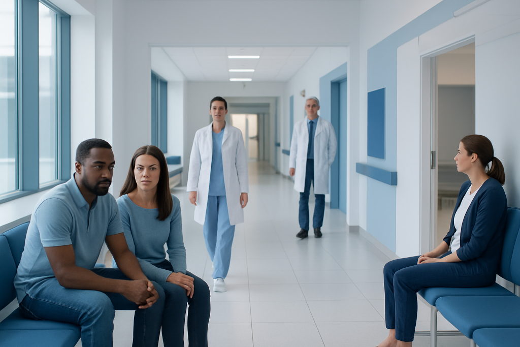 Sexual Dysfunction: What Patients Need to Know 1 Patients waiting in a hospital corridor with medical staff nearby.