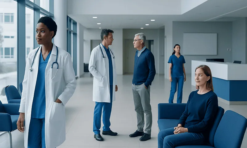 Robert Kennedy Jr Dietary Guidelines: Benefits, Risks, and Safe Use 5 Medical professionals and patient in a modern hospital lobby.
