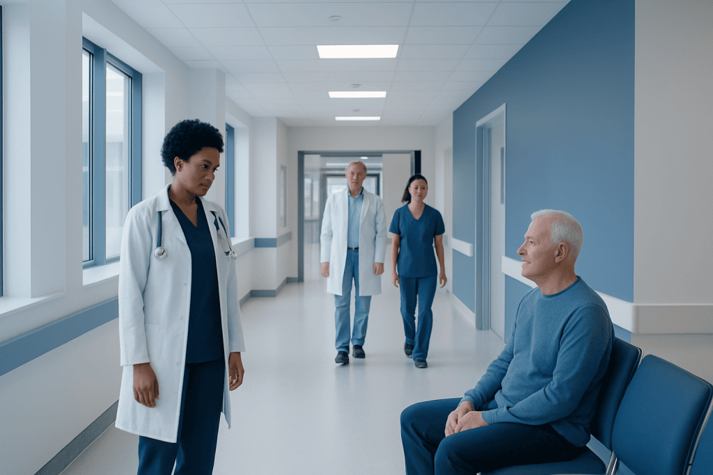 What Is Neurological Sleep Medicine and When Is a Neurologist Involved? 1 Medical team consulting with a patient in a hospital corridor.