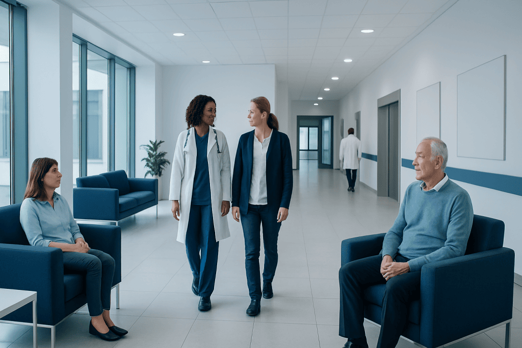 Neuropsychiatric Lupus: When Autoimmune Disease Affects Mood, Memory, or Seizures 1 Medical professionals and patients in a hospital corridor at Acibadem Hospitals Group.