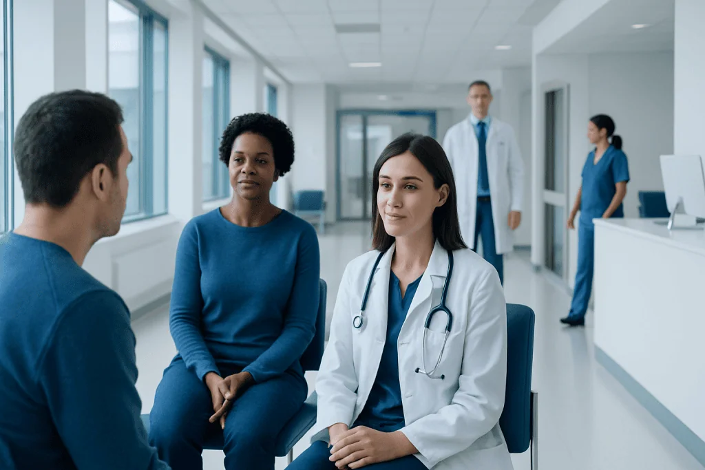 When Repeated Infections Affect the Nervous System: A Neuroinfectious Disease Evaluation 1 Medical consultation in a hospital with diverse healthcare professionals.