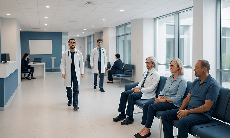 Medical team waiting area at Acibadem Hospitals Group in Turkey.