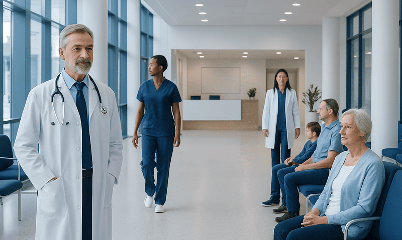 Normal Creatinine by Age: Charts, Ranges, and What Your Numbers Mean 14 Medical professionals and patients in a modern hospital waiting area.