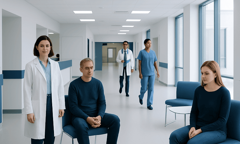 Famotidine vs Omeprazole: Key Differences and How Doctors Tell Them Apart 16 Medical consultation in a modern hospital corridor with doctors and patients.