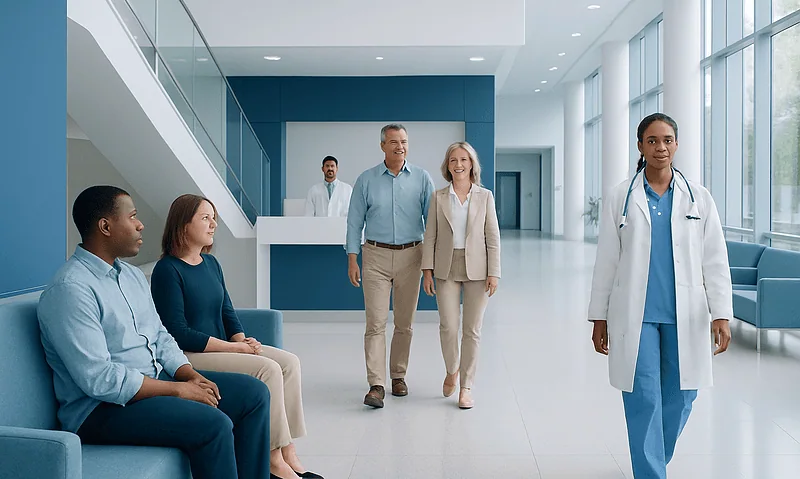 Oysters Is an Aphrodisiac: What Patients Need to Know 4 Modern hospital lobby with diverse medical staff and patients.
