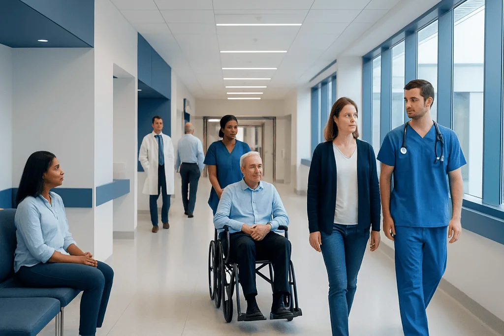 Are Pecans Good for You? Causes, Explanations, and Next Steps 1 Hospital corridor with medical staff and a patient in wheelchair.