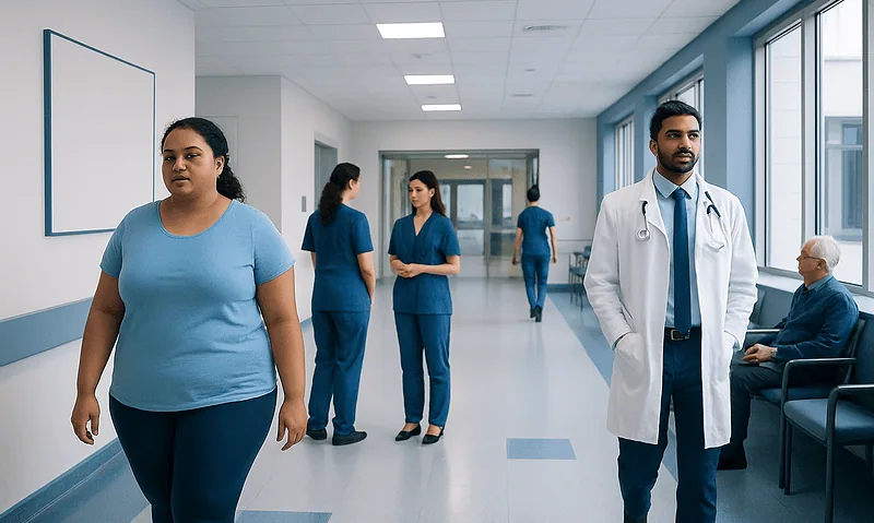 How to Lose 5 Pounds in a Week? Here Is What the Evidence Says 4 Healthcare professionals and patients in a modern hospital corridor.