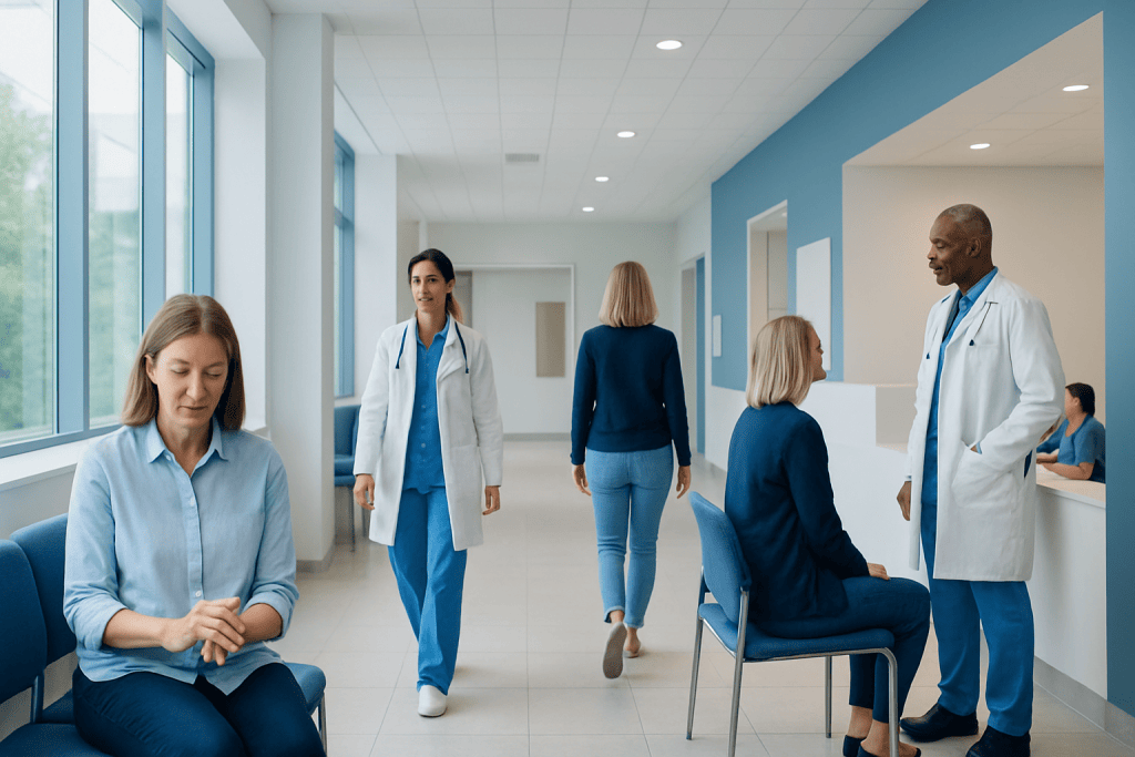 Trigger Finger Workout: A Complete Medical Overview 1 Patients and doctors in a modern hospital corridor.