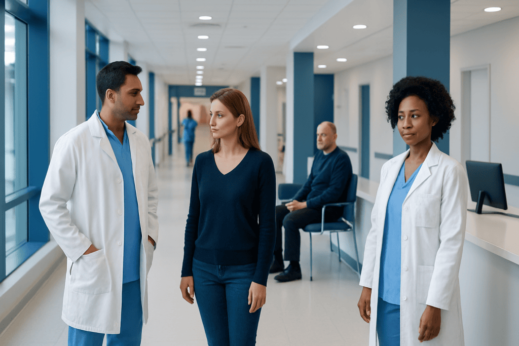 Do Antibiotics Cause Yeast Infections? A Doctor-Reviewed Answer 1 Medical professionals and a patient in a hospital corridor at Acibadem Hospitals Group.