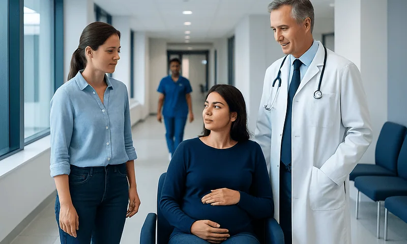 Apple cider vinegar for kidney stones: A Complete Medical Guide for Patients 1 Doctor consulting with female patient in hospital corridor.