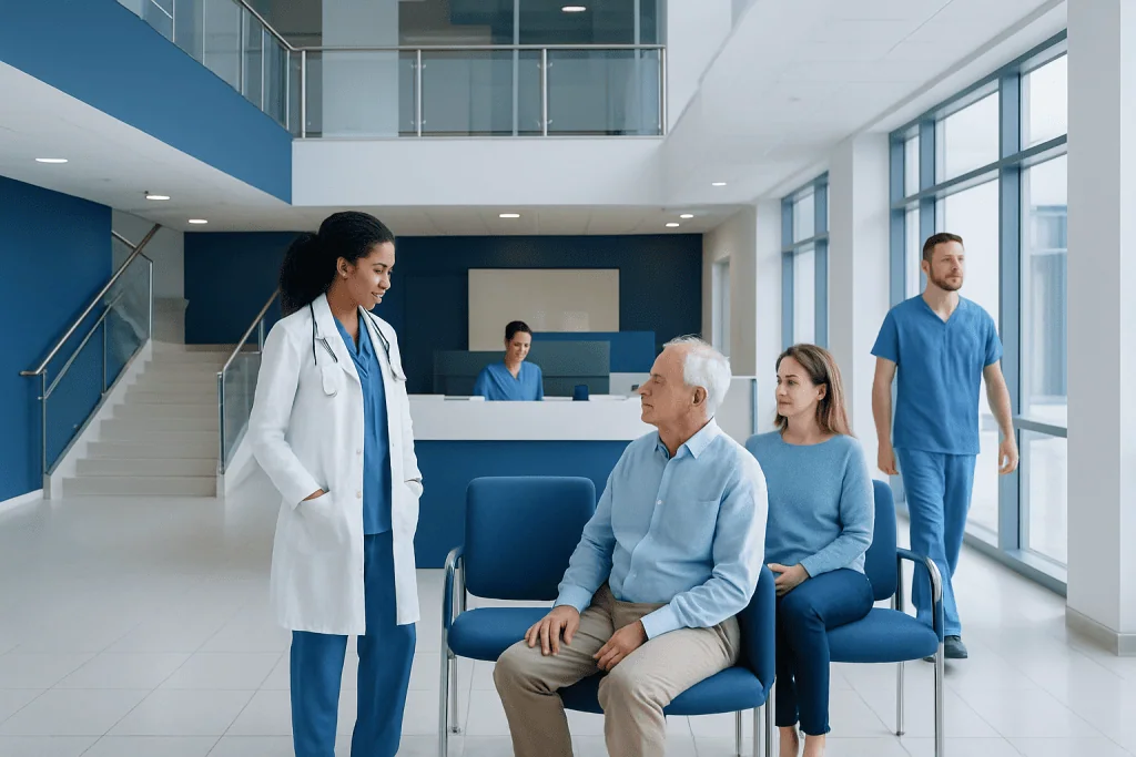Does Magnesium Lower Blood Pressure? Causes, Explanations, and Next Steps 1 Hospital staff consulting with a patient in a modern medical facility.
