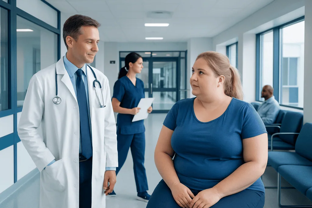 Magnesium for Weight Loss — Explained by Medical Evidence, Not Myths 1 Doctor consulting a patient in a hospital corridor.