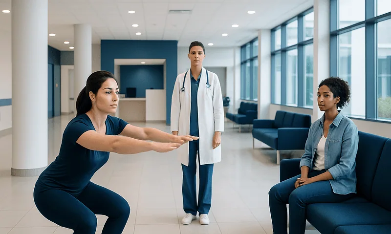 Physical therapy session at Acibadem Hospital for lower body strengthening.
