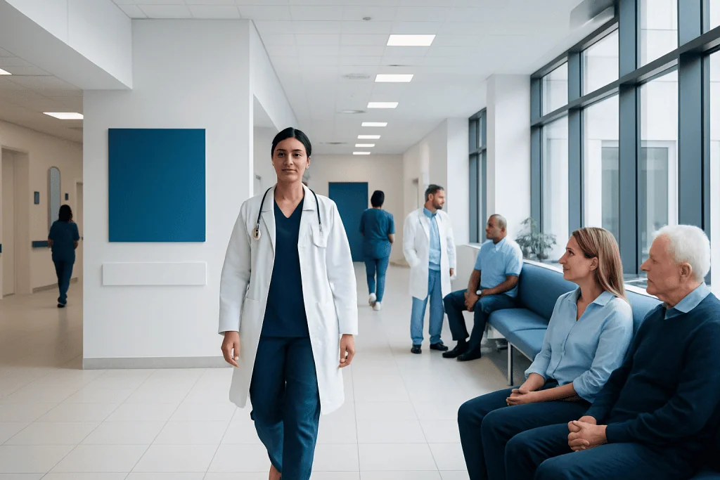 Do Vitamins Expire? Here Is What the Evidence Says 1 Healthcare professionals and patients in a modern hospital corridor.