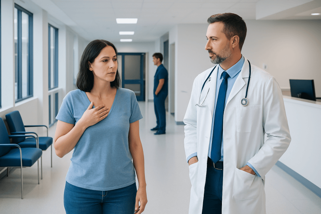 Does itchy breast mean cancer? A Doctor-Reviewed Answer 1 Doctor consulting a woman in a hospital corridor.