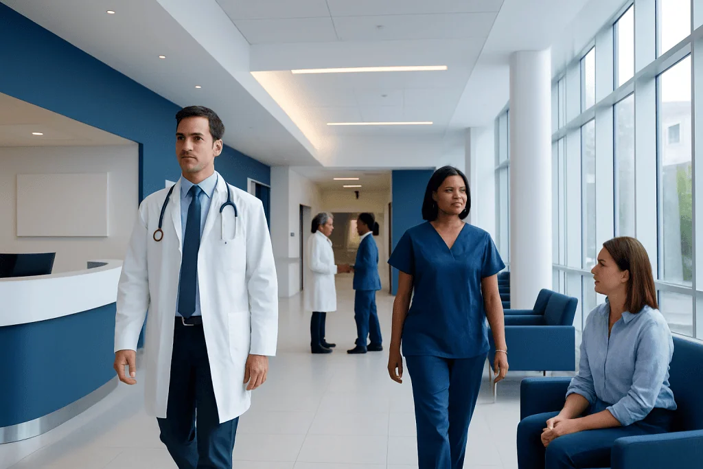 Does Cheese Have Carbs? Causes, Explanations, and Next Steps 1 Healthcare professionals and patients in a modern hospital corridor.