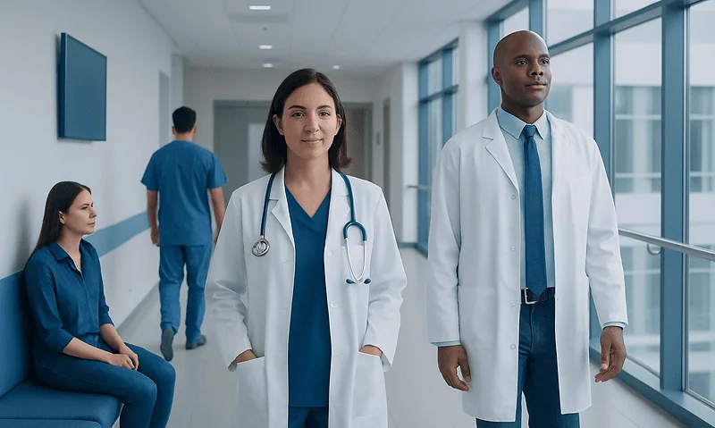 Does Urine Hold DNA? Here Is What the Evidence Says 4 Medical professionals in a hospital corridor at Acibadem Hospitals Group.