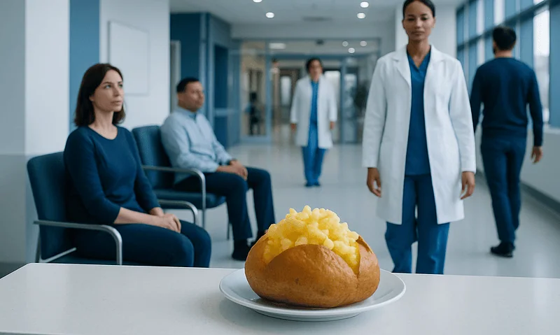Baked potato with high potassium content in a hospital setting.