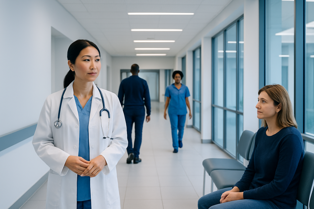 Difference Between Influenza a and B: What Patients Need to Know 1 Doctor and patient in hospital corridor with medical staff in background.