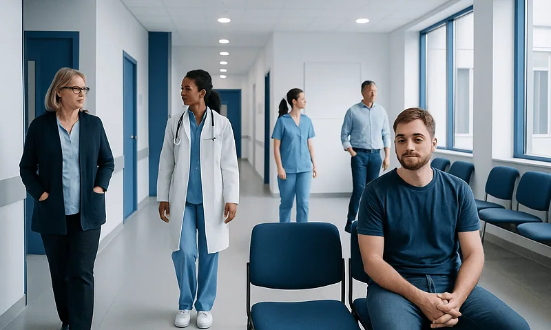 How Long Does a Black Eye Last? Here Is What the Evidence Says 8 Patient waiting area at Acibadem Hospitals Group with medical staff and visitors.