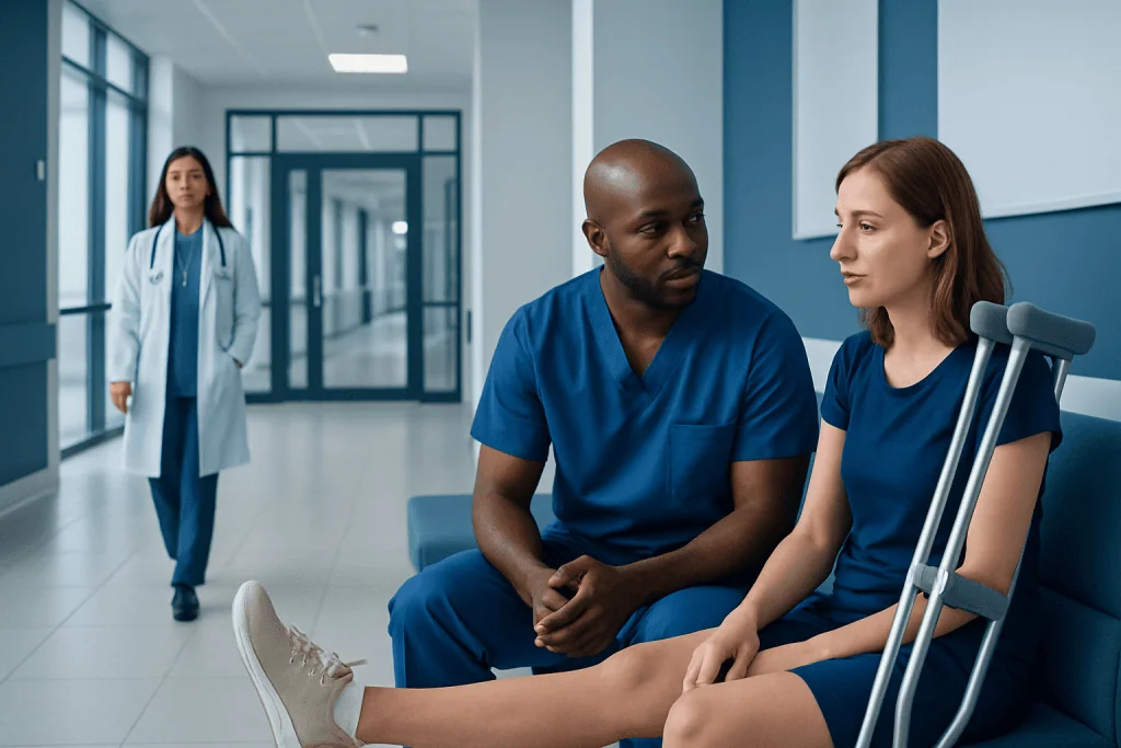 Calf Strain Recovery Time: What Patients Need to Know 1 Medical consultation for calf injury at Acibadem Hospital.