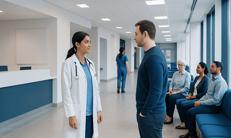 How Long Does Novocaine Last? Here Is What the Evidence Says 12 Doctor and patient having a conversation in hospital corridor.