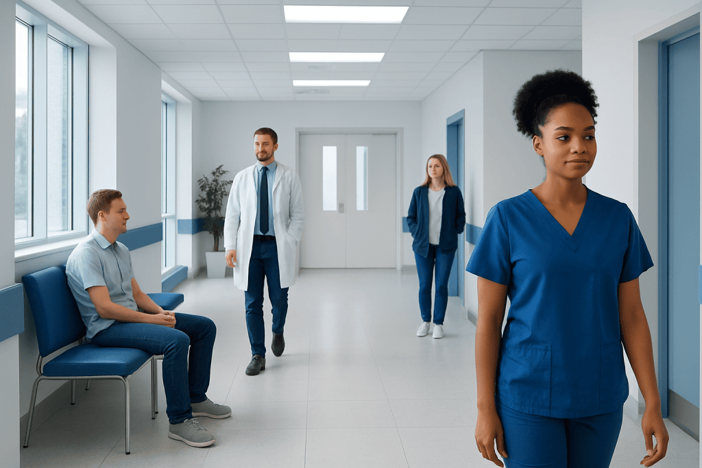 Miller Lite Carbs — Explained by Medical Evidence, Not Myths 1 Healthcare professionals and patient in a hospital corridor.