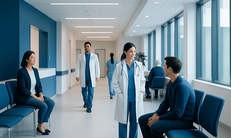 How Much Ashwagandha Per Day? Causes, Explanations, and Next Steps 7 Medical professionals and patients in a modern hospital corridor.