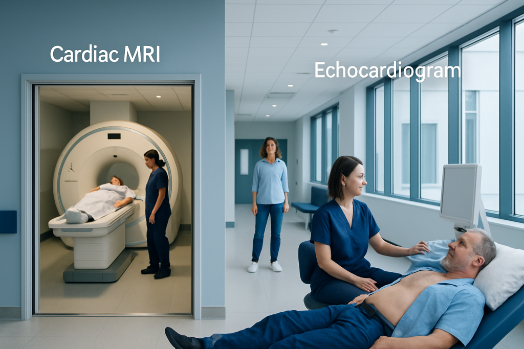 Cardiac MRI vs Echocardiogram: Which Heart Imaging Test Answers What? 1 Patient undergoing cardiac MRI and echocardiogram at Acibadem Hospital.