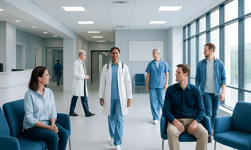 Which Alcohol Is Healthy? Causes, Explanations, and Next Steps 13 Healthcare professionals and patients in a modern hospital waiting area.