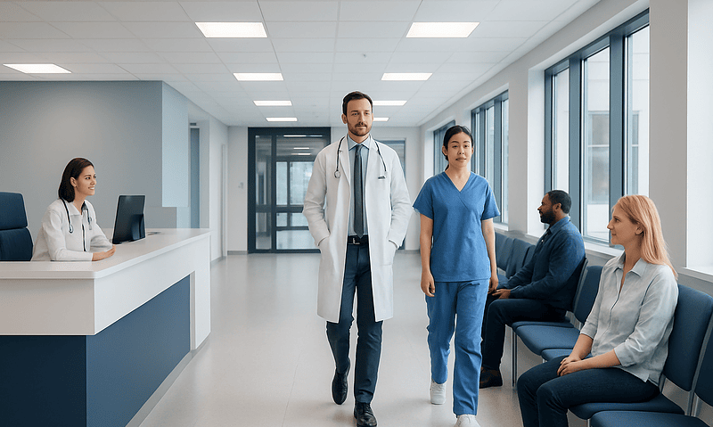 Is Banana Bread Healthy? A Doctor-Reviewed Answer 6 Medical professionals and patients in a modern hospital waiting area.